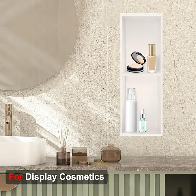 Shower Niche, Stainless Steel Elegant Bathroom Niche, No Tile Needed Recessed Shower Shelf Organizer for Storage