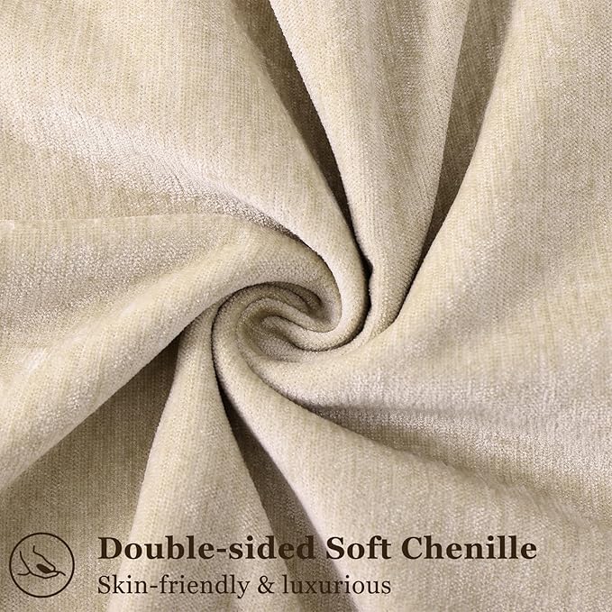 decorUhome Spring Couch Throw Pillow Covers 12x20 Set of 2, Decorative Soft Velvet Modern Cozy Chenille Lumbar Pillow Cases with Elegant Design for Sofa Bed Living Room Home Decor, Beige