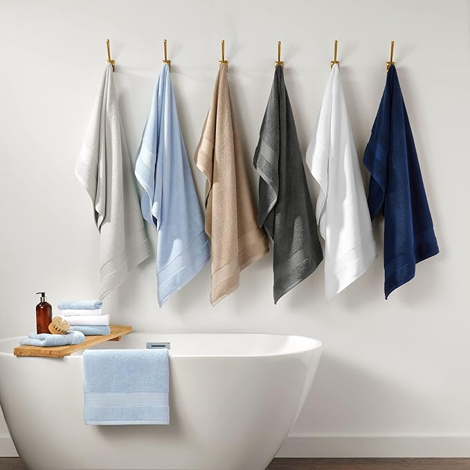 Arkwright Solid Hand Towels, Pack of 6, 100% Cotton 600 GSM Soft Absorbent Guest Bathroom Towels for Hotel, Spa or Vacation Rental, 28 x 16 in, Lapis Navy