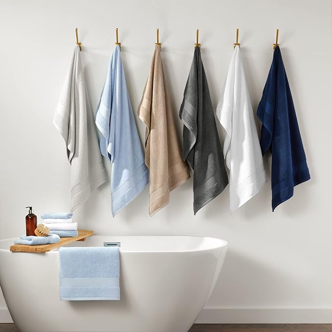 Arkwright Bath Towels Set of 6 - (Case of 36) Super Soft 100% Cotton, 600 GSM Quick Dry & Absorbent, Luxury Bathroom Essentials with 12 Shower Towels, 12 Hand Towels and 12 Washcloths, Lapis Navy