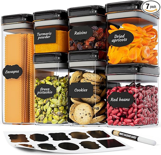 Chef's Path Airtight Food Storage Containers Set for Home Organization - 7 Piece Largest Flip Lock Set w/more Capacity - BPA Free Plastic Dry Food Storage Containers with Lids