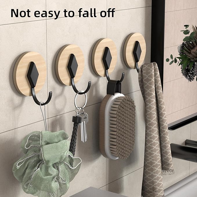 Kayqi 15 lbs (Max) Self-Adhesive Aluminum Alloy Hooks for Bath, Kitchen, Bar, Office, Simple and Versatile, (Pack of 6)