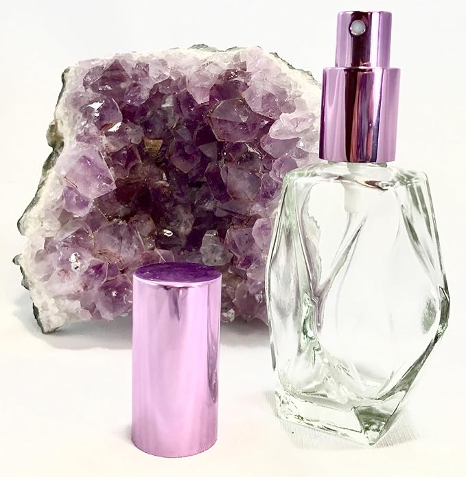 The Parfumerie Clear Glass 30 ml. Diamond Spray Perfume Bottle. Fine Mist Perfume Cologne Atomizer for Essential Oil Aromatherapy Perfume Cologne Refillable (1 oz. 12 Bottles, Purple)