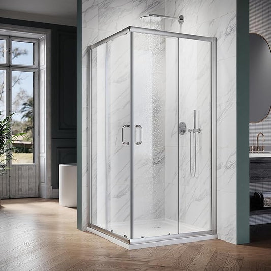 ELEGANT Corner Shower Enclosure For Bathroom 36 in.D x 36 in. W x 72 in. H, Double Sliding Shower Door with 1/4 in. Clear Glass, Brushed Nickel (Shower Base Not Included)