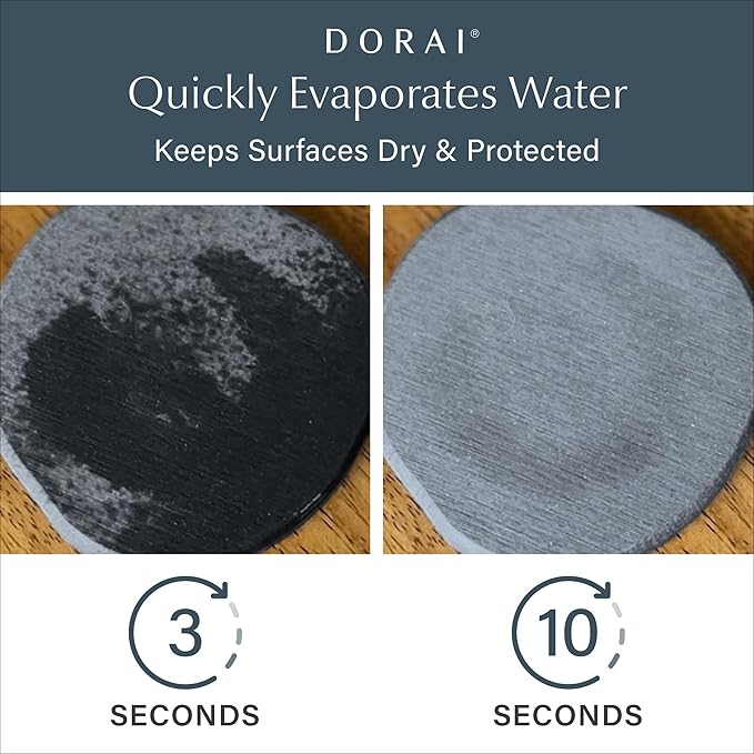 Dorai Home Stone Coaster Set – 4 Absorbent Diatomite Coasters for Instant Drying, Modern Design, Slate