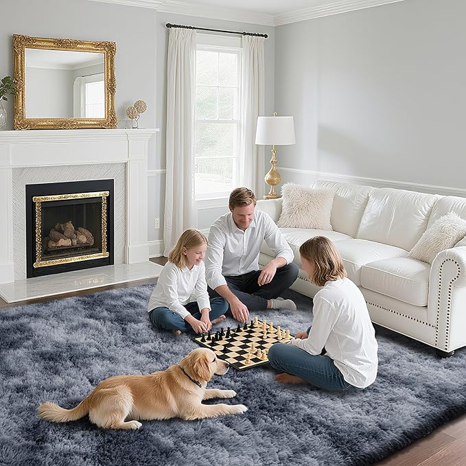 Fluffy Rug Shaggy Area Rug, Mottling Dark Grey 2x4 Area Rugs for Bedroom, Small Bedside Rug, Soft Fluffy Shaggy Entryway Throw Rugs for Living Room Bedroom Kids Room Home Decor