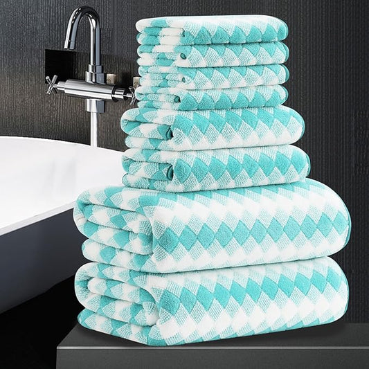 8 Piece Bathroom Towel Set |2 Oversized Bath Towels,2 Hand Towels,4 Washcloths| 600GSM Soft Hotel Towel Set Extra Large Bath Sheet for Bathroom,Highly Absorbent Quick Dry Bath Towel Collections,Teal