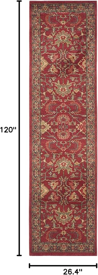 SAFAVIEH Mahal Collection Runner Rug - 2'2" x 10', Red & Navy, Traditional Oriental Design, Non-Shedding & Easy Care, Ideal for High Traffic Areas in Living Room, Bedroom (MAH693F)