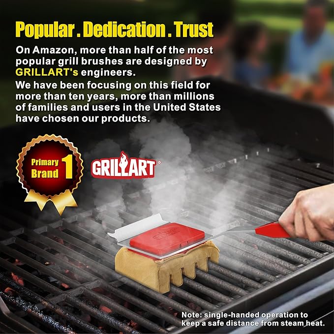 Bristle-Free BBQ Grill Brush Replacement Head – Heavy-Duty Scraper Tool for Cast Iron & Stainless Steel Grates, Safe & Durable Barbecue Cleaner with Seamless Fit Design