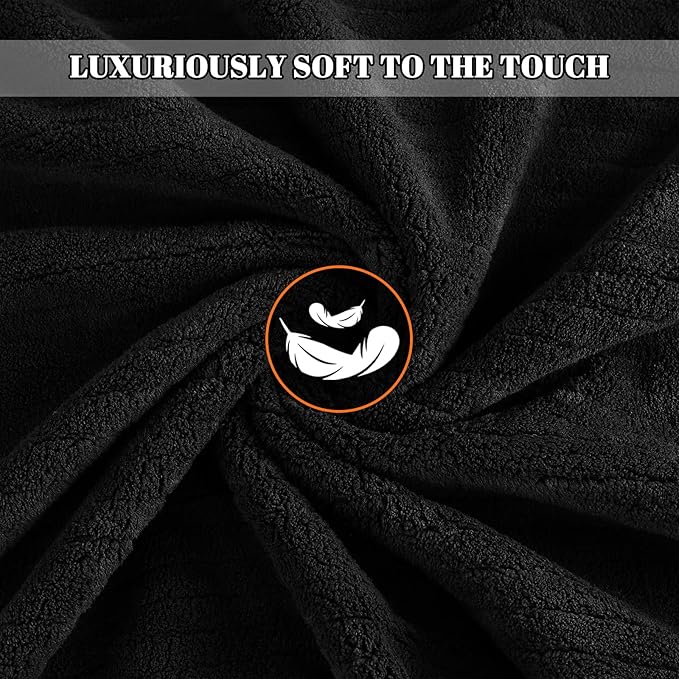 Bath Towels Set of 4 Extra Large 35 x 70 Inches,Luxury Thick High Absorbent and Quick Dry Bath Sheet,Ultra Soft Microfiber,Bathroom,Beach,Yoga,Sport,SPA,Fitness (Black)