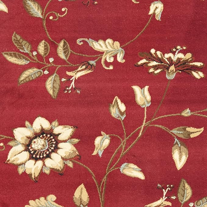 SAFAVIEH Lyndhurst Collection Area Rug - 5'3" x 7'6", Red & Multi, Traditional Floral Design, Non-Shedding & Easy Care, Ideal for High Traffic Areas in Living Room, Bedroom (LNH552-4091)