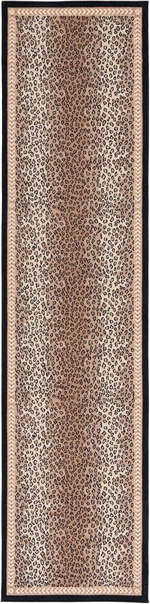 SAFAVIEH Washable Rug Journey Collection - 2'2" x 9', Beige & Black, Slip Resistant & Easy Cleaning, Ideal for Living Room, Hallway, Foyer, Nursery, Bedroom, Boys & Girls Room (JNY117B)