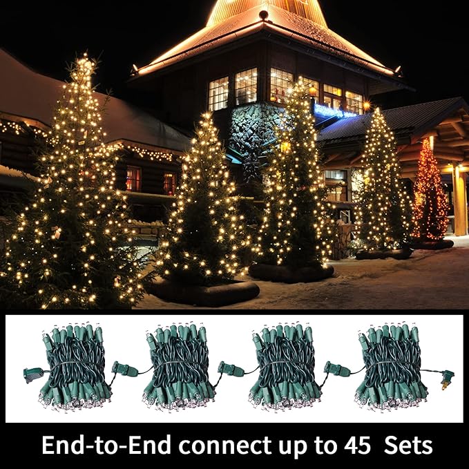 LAMPHOME 100 LED Warm White String Lights - 21.6FT LED Christmas Light, Mini led Extendable Green Wire Waterproof Indoor Outdoor Fairy String Lights for Xmas Tree Holiday Home Party Garden