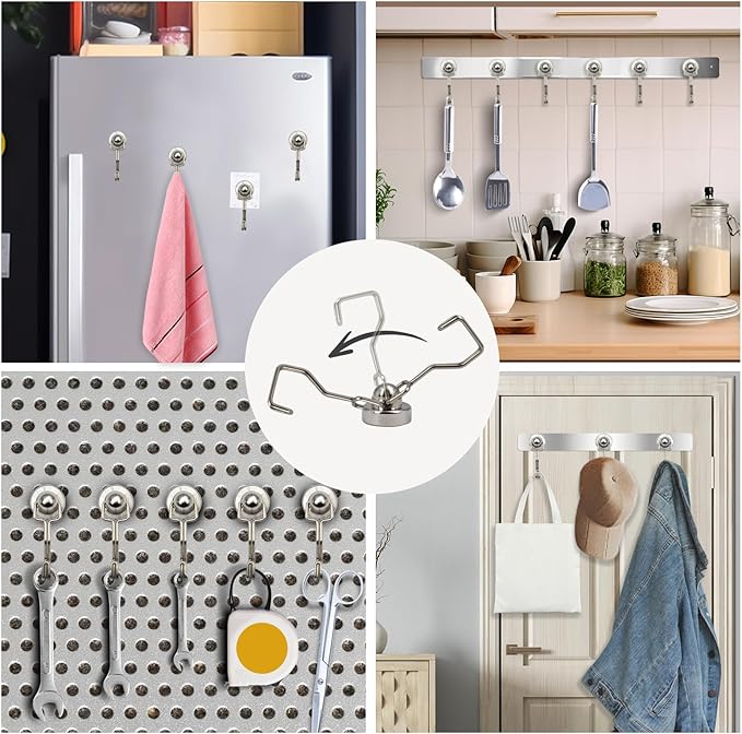 Heavy Duty Magnet Hooks for Cruise Cabin,Perfect Useful Strong Magnetic Ceiling Hooks,Magnetic Hanger for Cabins,Fridge,Grill(Pack of 10)
