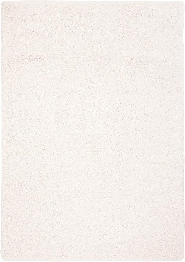 SAFAVIEH Fontana Shag Collection Area Rug - 5'3" x 7'6", Ivory, Solid Design, Non-Shedding & Easy Care, 2-inch Thick Ideal for High Traffic Areas in Living Room, Bedroom (FNT800A)