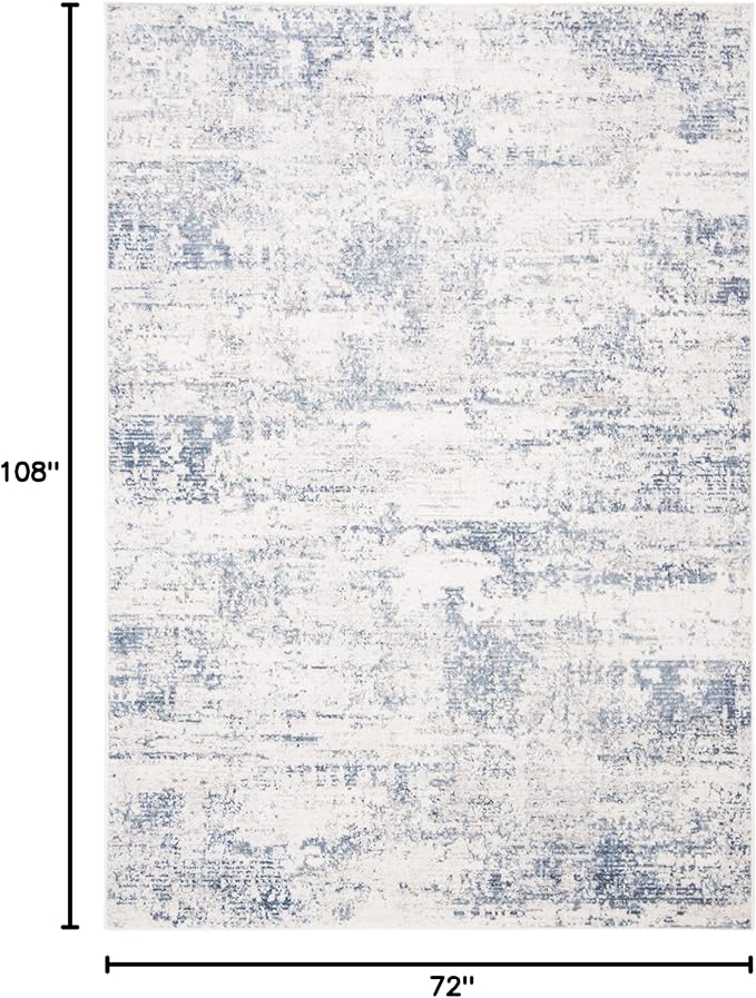 SAFAVIEH Amelia Collection Area Rug - 6' x 9', Ivory & Blue, Modern Abstract Design, Non-Shedding & Easy Care, Ideal for High Traffic Areas in Living Room, Bedroom (ALA700A)