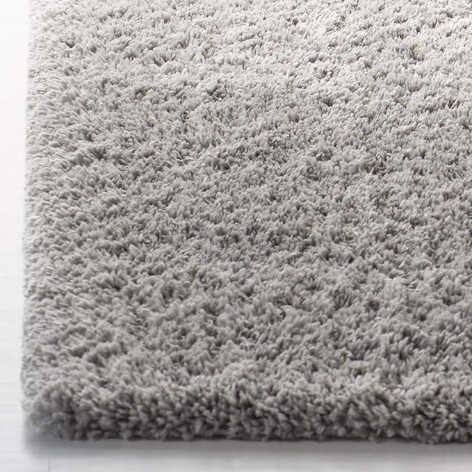 SAFAVIEH Fontana Shag Collection Area Rug - 3' Square, Grey, Non-Shedding & Easy Cleaning, Plush Thick Pile, Ideal for Living Room, Bedroom, Dining Space (FNT800F)
