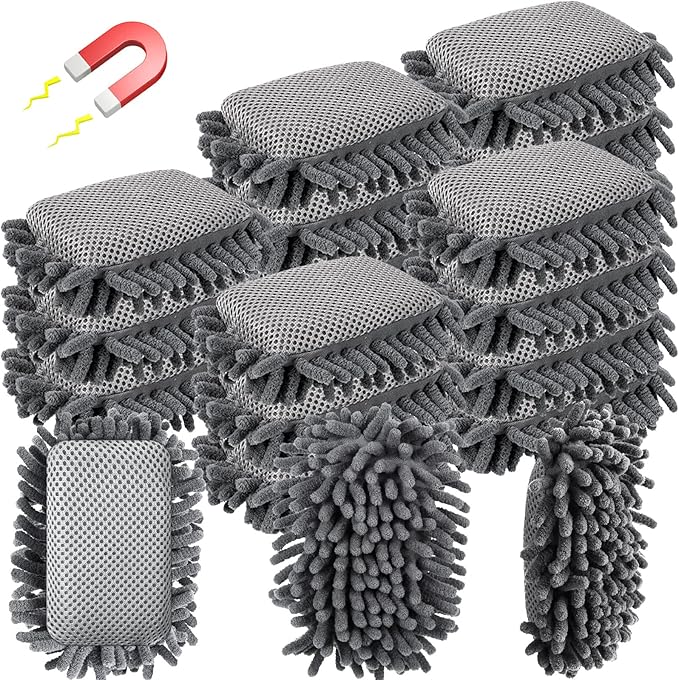 Sherr 18 Pcs Microfiber Shag Magnetic Dry Erase Erasers Washable Whiteboard Eraser Bulk Colorful White Board Eraser for Chalk Markers Home Office(Gray)