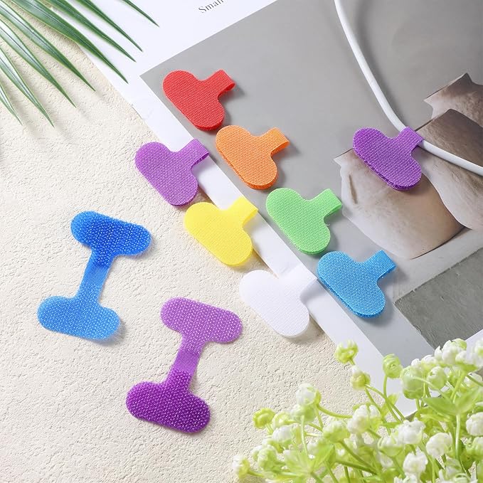40 PCS Electronic Cable Identification Tags Multi-Color Fastening Cable Ties Write On Cord Labels Reusable Self-Adhesive Wrap-It Cables Label for Organizing Wires and Cables Management Identification