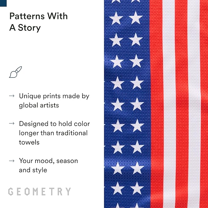 Kitchen Towels - Quick Dry, Absorbent Microfiber Dish Towels for 4th of July, Memorial Day, Veterans Day, and Holiday Decor - Red, White, and Blue- Star Spangled