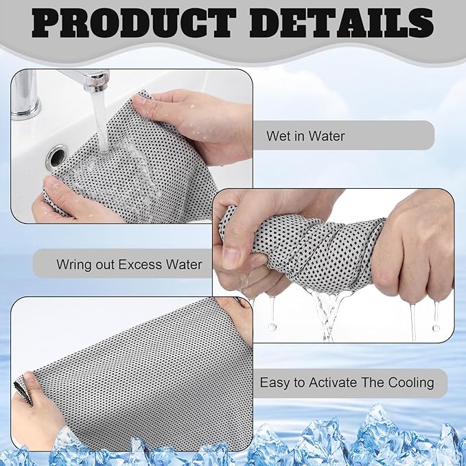 Cooling Towel Bulk - Neck & Face Cool Chilly Towels Microfiber Breathable Sport Sweat Rag for Gym, Yoga, Travel, Camping, Running, Outdoor