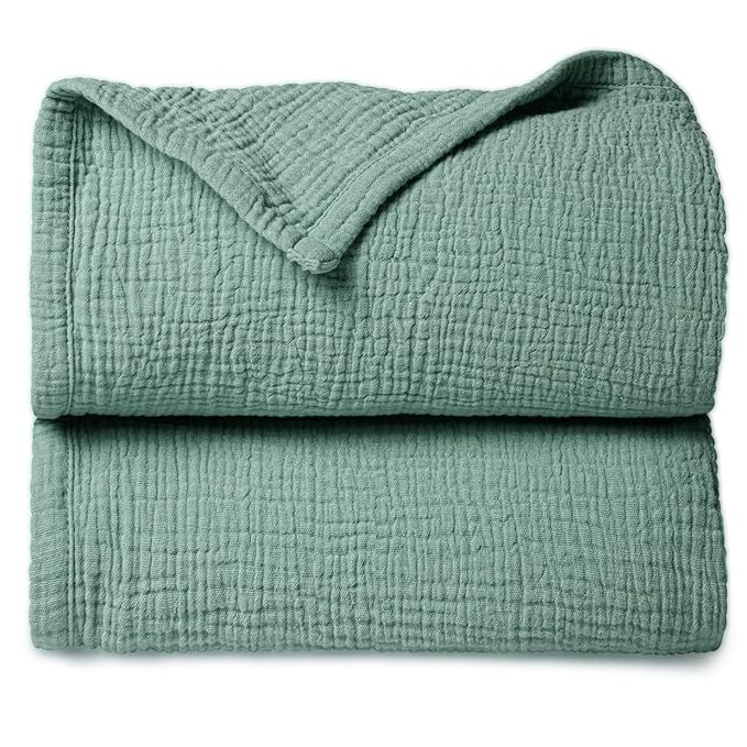 lulumoonMuslin Quilt Blanket, Crib Blanket for Baby and Toddler,47x47 Inches(Lotus Leaf)