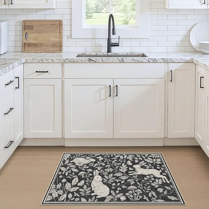 Vintage Living Room Area Rug 2x3 - Large Soft Washable Oriental Traditional Distressed Farmhouse Rugs for Bedroom - Indoor Floor Accent Carpet for Home Office House Decor -Easter Dark Gray