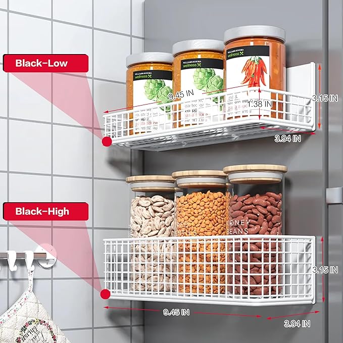 Magnetic Basket Fridge Large Magnetic Pen Holder Whiteboard Metal Wire Basket Storage Item Organizer (White-Low)
