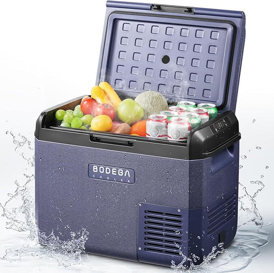 BODEGA 12 volt Car Refrigerator -32 QT Portable Freezer IPX4 Waterproof Car Fridge Electric Cooler Ultra-Quiet for Truck Van Camping Travel 12/24V DC 110~240 Volt AC,-4℉~68℉