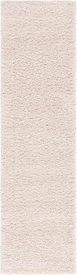 SAFAVIEH Lindsay Shag Collection Runner Rug - 8' Runner, Beige, Contemporary Design, Ideal for High Traffic Areas in Hallway, Bathroom & Kitchen (LNS560B-28)