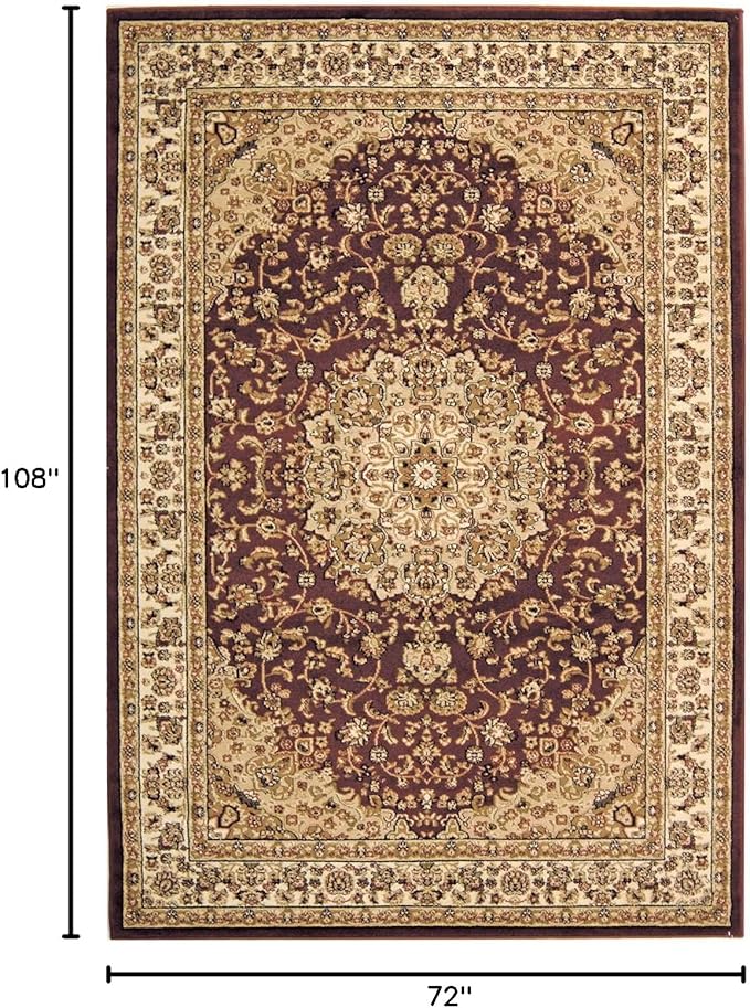 SAFAVIEH Lyndhurst Collection Area Rug - 6' x 9', Red & Ivory, Traditional Oriental Medallion Design, Non-Shedding & Easy Care, Ideal for High Traffic Areas in Living Room, Bedroom (LNH222B)