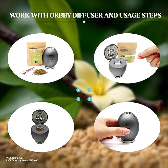 Aroma Diffuser-Compatible Scent Granule Starter Kit: Vanilla,10g, Refills for Orbby Incense Burner