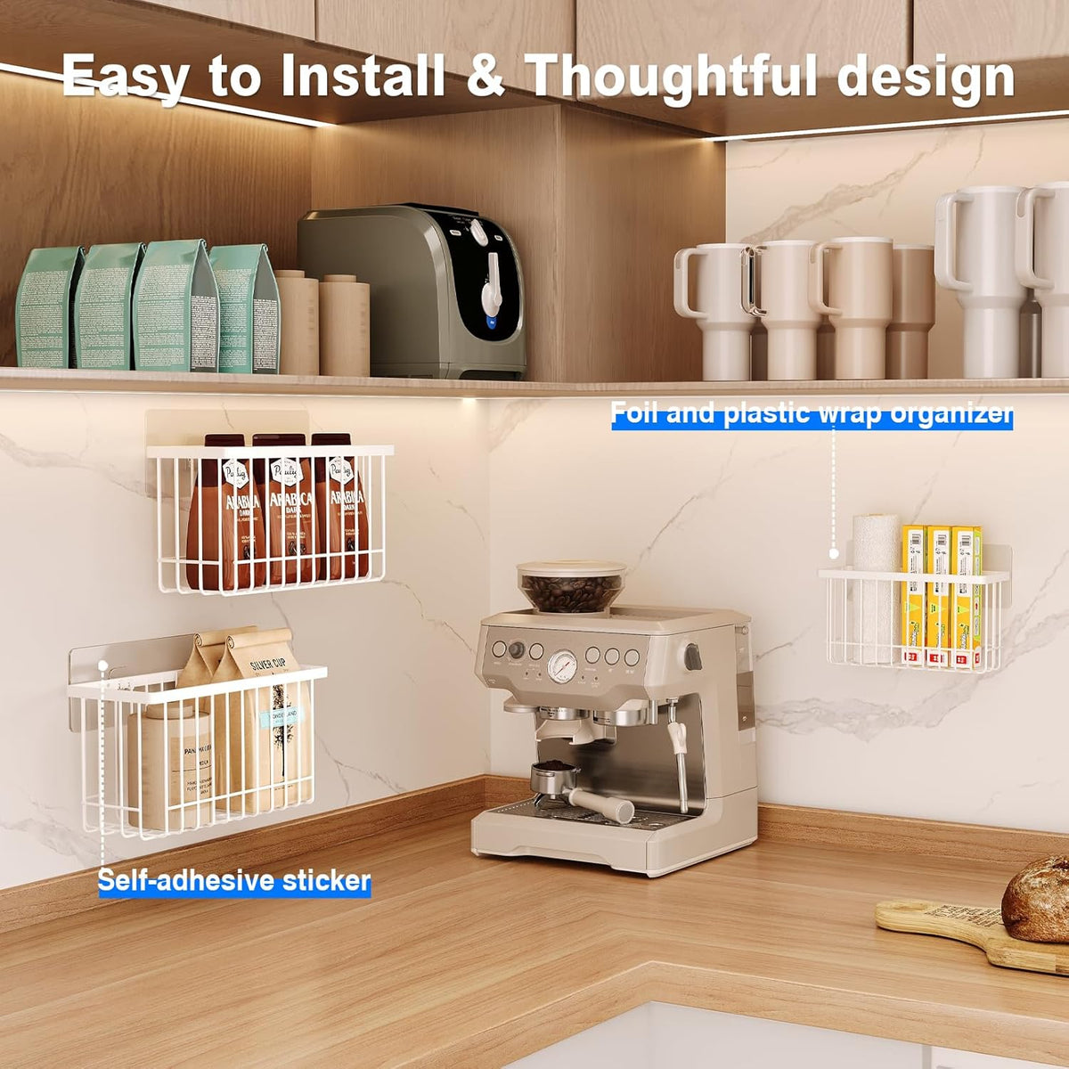 3-Pack Adhesive Cabinet Door Organizer — No-Drill Lid & Kitchen Storage for Renters — Nestify