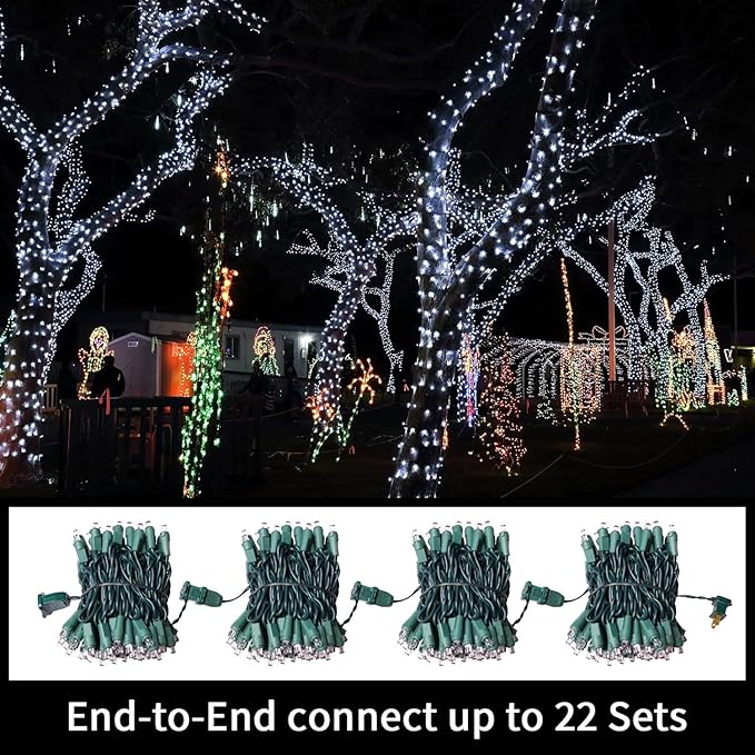 LAMPHOME 60 LED Cool White LED Christmas String Lights，Mini Xmas Lights Outdoor or Indoor，Connectable Christmas Tree Lights for Wreath Garland Holiday Party Wedding Christmas Decor, Green Wire