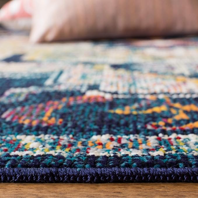 SAFAVIEH Crystal Collection Accent Rug - 2'2" x 5', Navy & Fuchsia, Distressed Design, Non-Shedding & Easy Care, Ideal for High Traffic Areas in Entryway, Living Room, Bedroom (CRS501H)