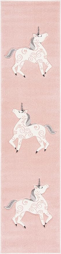 SAFAVIEH Carousel Kids Collection Runner Rug - 2'3" x 6', Pink & Ivory, Non-Shedding & Easy Care, Ideal for High Traffic Areas for Boys & Girls in Playroom, Nursery, Bedroom (CRK163P)