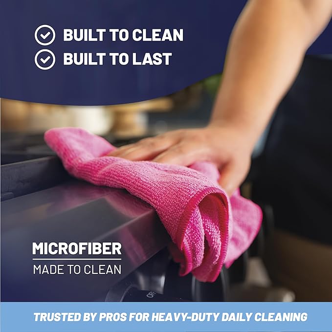 MW Pro Microfiber Cleaning Cloth | Sand | 12 Pack | 16” x 16” | All Purpose Microfiber Towels - Clean, Dust, Polish, Scrub, Absorbent