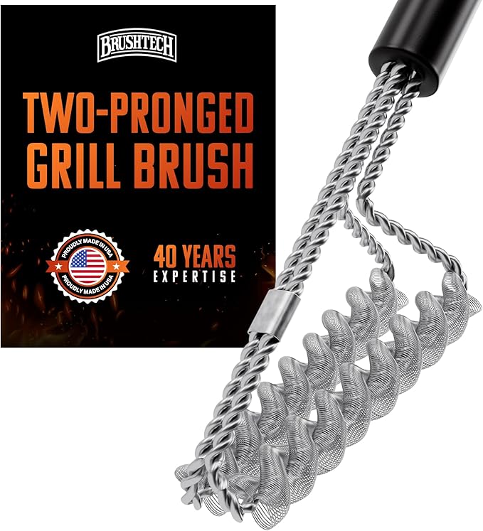 Double Helix Safety Flat-Top Griddle Brush - Non-Toxic Grill Cleaning Brush with Stainless Steel Springs - Heavy-Duty BBQ Grill Cleaner, for Him, Made in USA