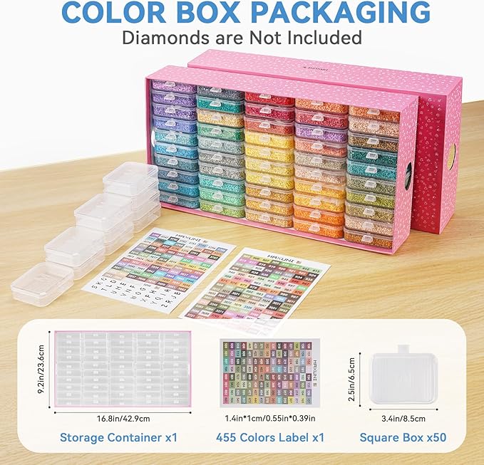 50pcs Diamond Painting Trays with Lids - Thickened Diamond Art Storage Containers, Stackable Diamond Art Trays, Painting Organizer Accessories for 5D Art Beads Storage & Line-Up