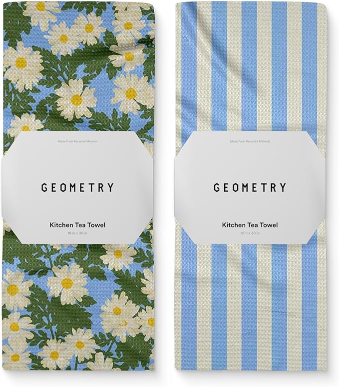 Spring Kitchen Towels - Quick Dry Microfiber Cloth Spring & Summer Dish Towels for Kitchen Drying - Premium Quick Dry Towel - Daisy Dream, 18" x 30" - 2-Pack