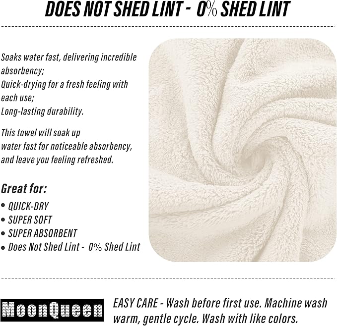 6 Pack Premium Hand Towels - Quick Drying - Microfiber Coral Velvet Highly Absorbent Towels - Multipurpose Use as Hotel, Bathroom, Shower, Spa, Hand Towel 16 x 28 inches (Cream)