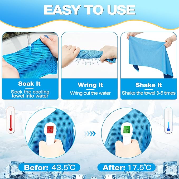 10 Pack Cooling Towels, Sweat Towels Cooling Towels for Neck and Face, Microfiber Towel Soft Breathable Towel for Gym, Yoga, Camping, Running, Fitness, Workout & More Activities(32"x12")