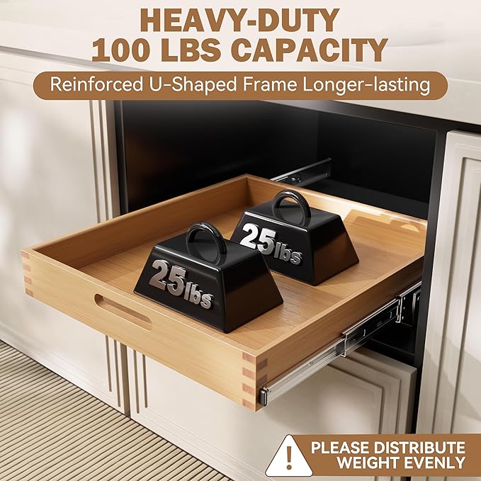 Pull Out Drawers for Cabinets 21"W x 21"D, Heavy-Duty Slide Out Wood Drawer Shelf, Pull Out Cabinet Organizer 100 lbs Capacity, Base Cabinet Organization for Kitchen, Pantry