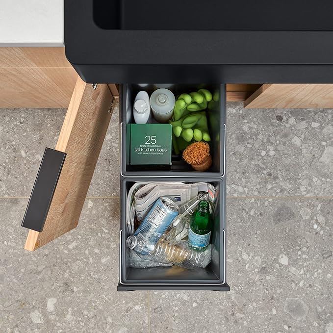Blanco 526376 Botton II 30/2 Kitchen Waste sorter Container 30/2-526376, Black, 48,2 x 25,1 x 40