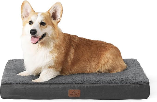 Bedsure Large Dog Bed for Crate - Comfy Flat Pet Beds with Removable Washable Cover, Orthopedic Egg Crate Foam Crate Mat, Suitable for Pet Up to 50 lbs