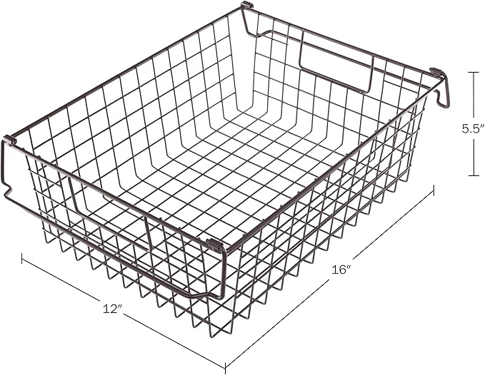 Set of 3 Storage Bins - Basket Set for Toy, Kitchen, Closet, and Bathroom Storage - Small, Medium, and Large Shelf Organizers by Home-Complete (Brown)