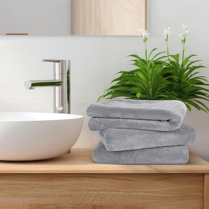 Avalon Towels Microfiber Salon Towel - Grey Hand Towels Bulk 24 Pack - Lint Free Fleece Microfiber Hand Towel, Soft & Ultra-Absorbent Ideal for Facial Spa & Gym Work Out 16"x26" (Not Bleach Proof)