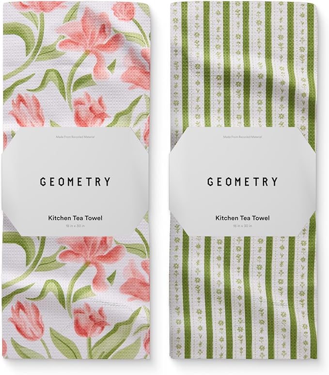 Spring Kitchen Towels - Quick Dry Microfiber Cloth Spring & Summer Dish Towels for Kitchen Drying - Premium Quick Dry Towel - Tulip Lover, 18" x 30" - 2-Pack