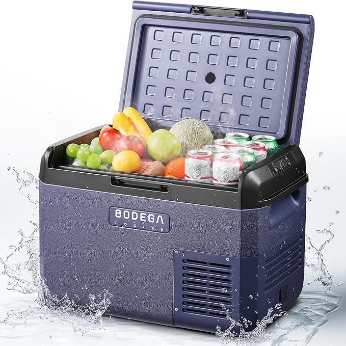 BODEGACOOLER 12 volt Car Refrigerator - 26QT(25L)Portable Freezer IPX4 Waterproof Car Fridge Ultra-Quiet Electric Cooler for Truck Van Camping Road Trips Travel 12/24V DC 110~240 Volt AC,-4℉~68℉