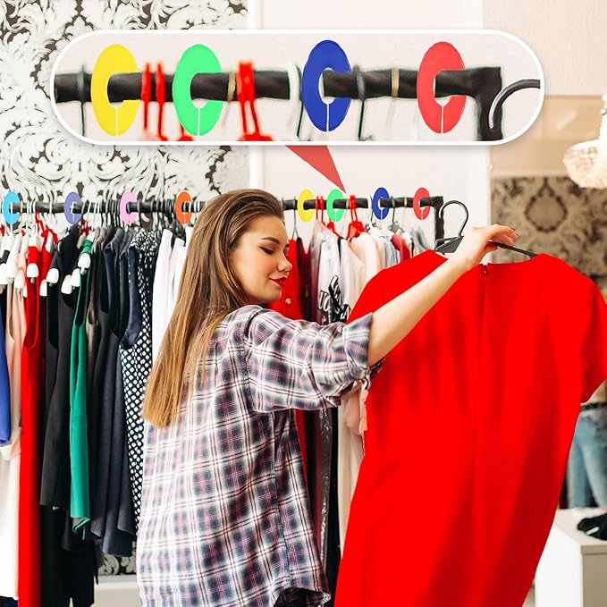 uxcell Clothes Dividers,20 Pack Round Closet Rack Dividers Clothing Rack Size Dividers Blank Labels with Marker Pen Writable & Reusable for Hanging Clothes Sorting Size, Dark Blue